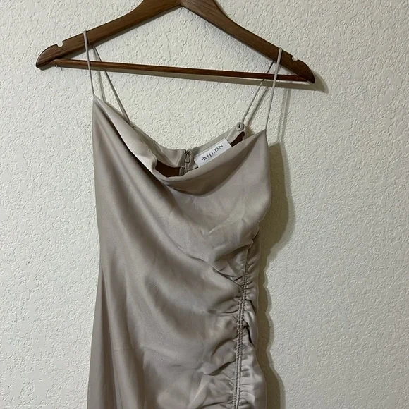 BHLDN Anthropologie Jennings Cowl Neck Ruched Satin Gown 0 NEW Formal Bridesmaid - Picture 3 of 8